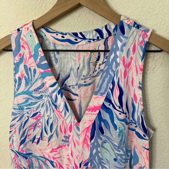 Lilly Pulitzer Amina Dress Mini Sleeveless Shift Neon Pink Blue Womens Size S - Picture 4 of 7